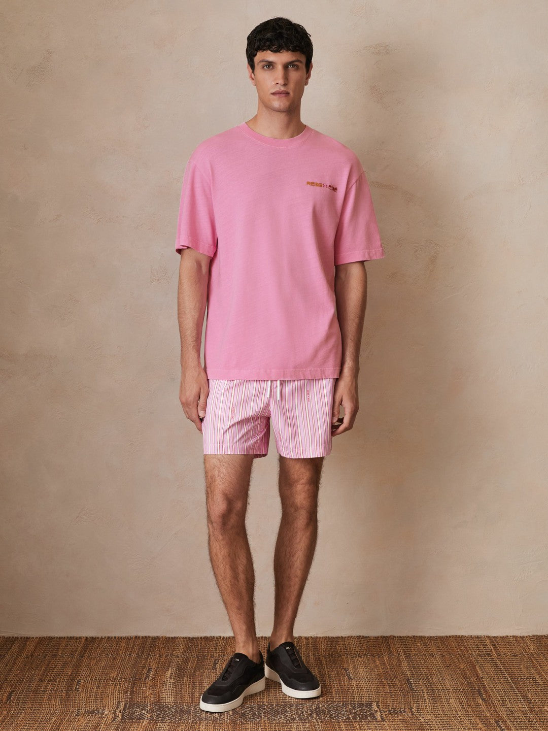 Reiss | | Ché Cotton-Linen Sunset T-Shirt in Pink