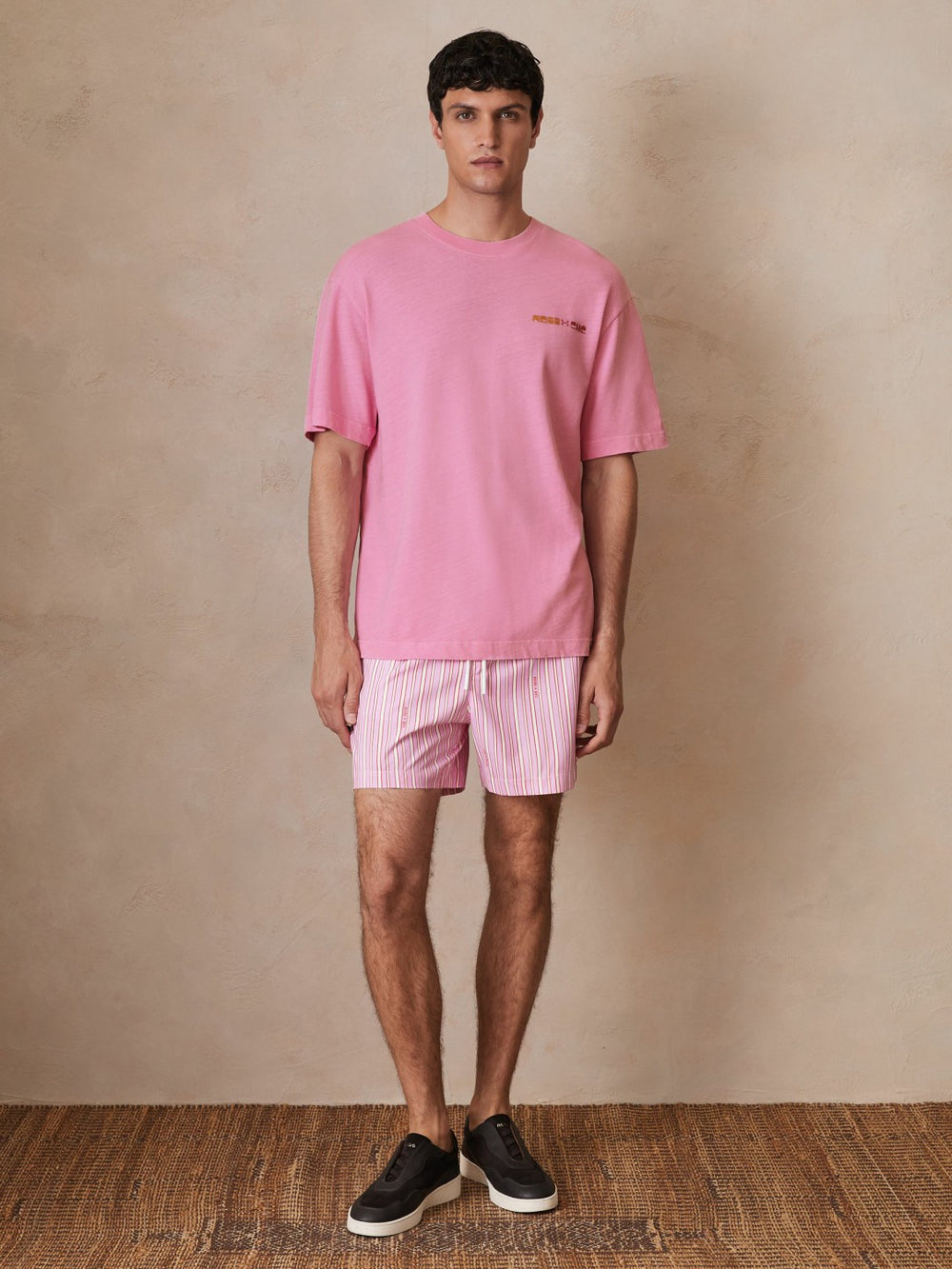 Reiss | | Ché Cotton-Linen Sunset T-Shirt in Pink
