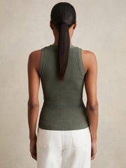 Reiss | Craft-Stitch Rib-Knit Vest in Khaki Green