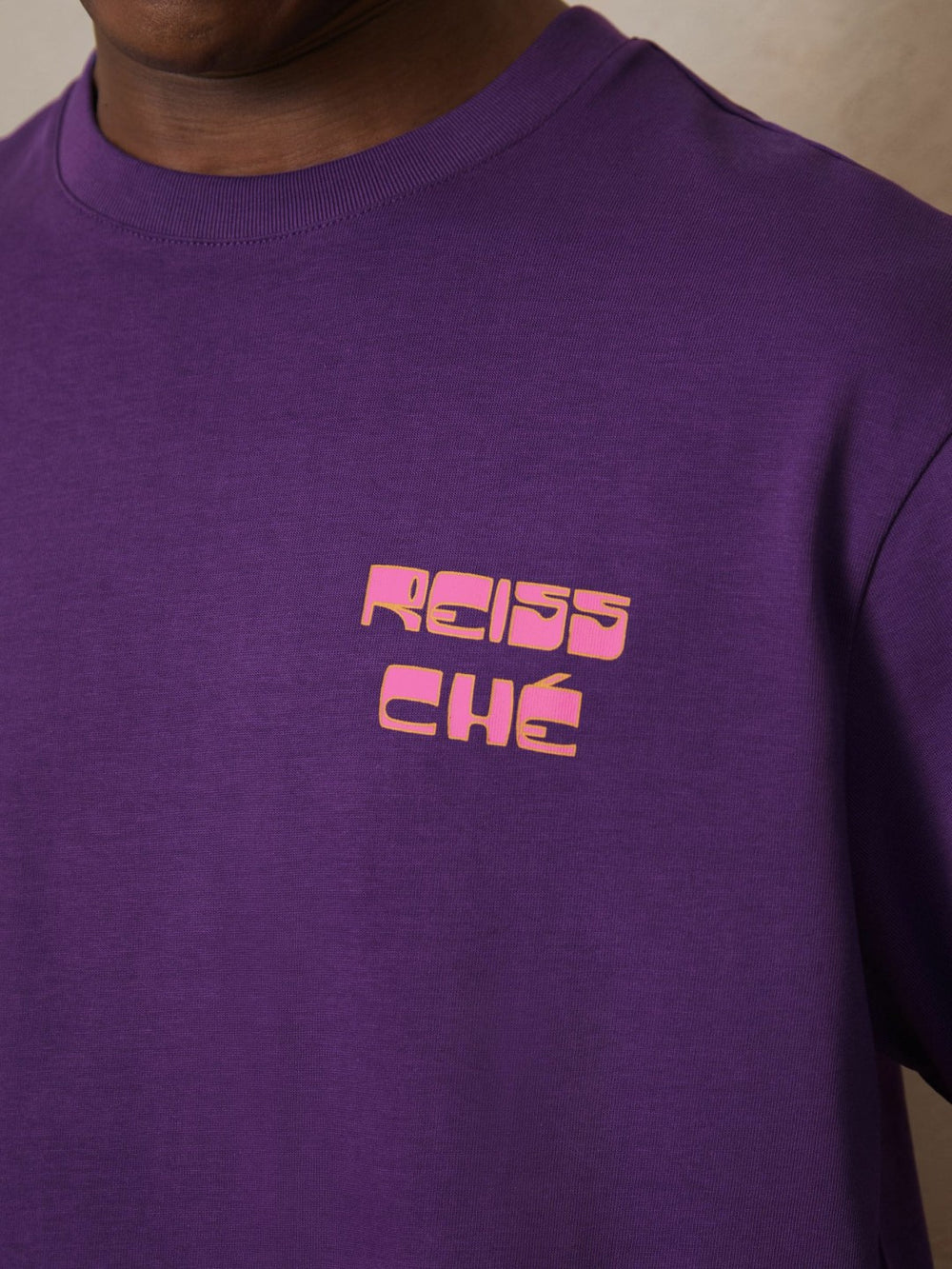 Reiss | | Ché Cotton Palm-Print T-Shirt in Purple