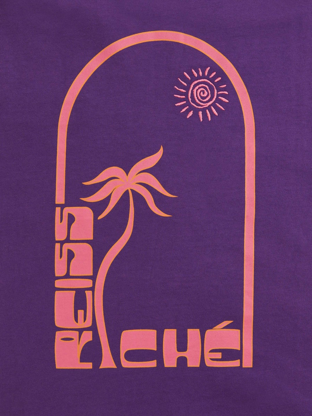 Reiss | | Ché Cotton Palm-Print T-Shirt in Purple