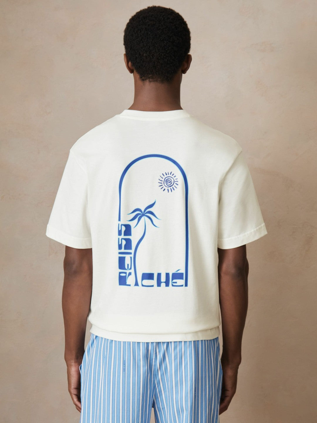 Reiss | | Ché Cotton Palm-Print T-Shirt in White