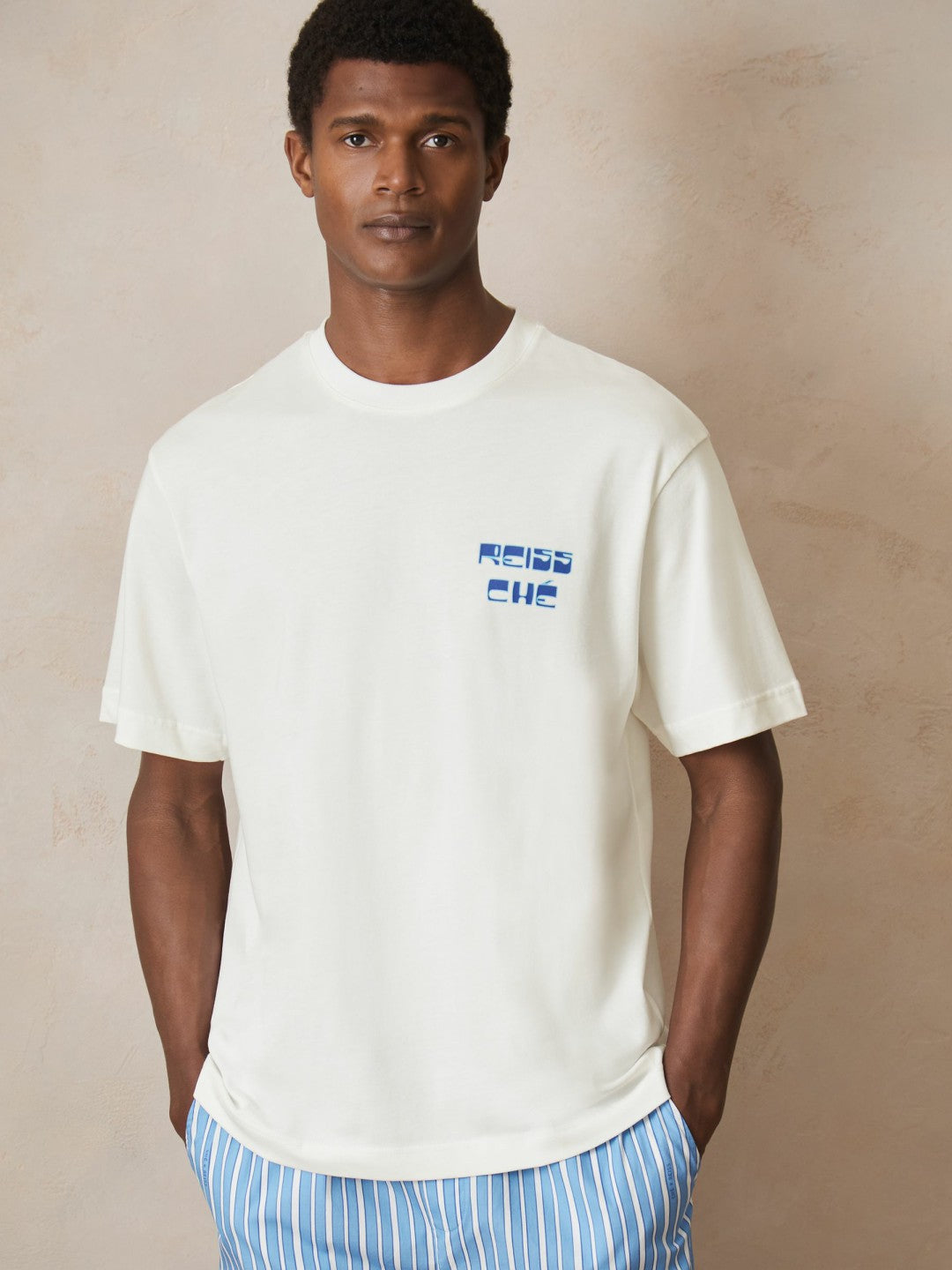 Reiss | | Ché Cotton Palm-Print T-Shirt in White