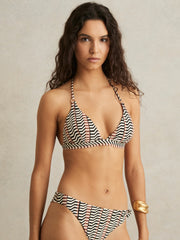 Reiss | Triangle Halterneck Bikini Top in Black/Brown