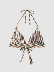 Reiss | Triangle Halterneck Bikini Top in Black/Brown