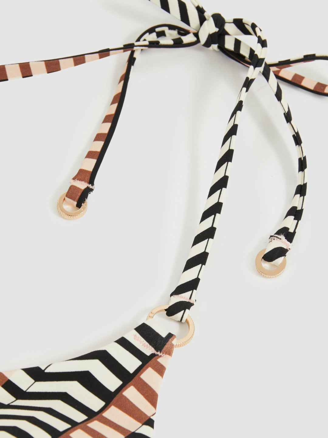 Reiss | Triangle Halterneck Bikini Top in Black/Brown