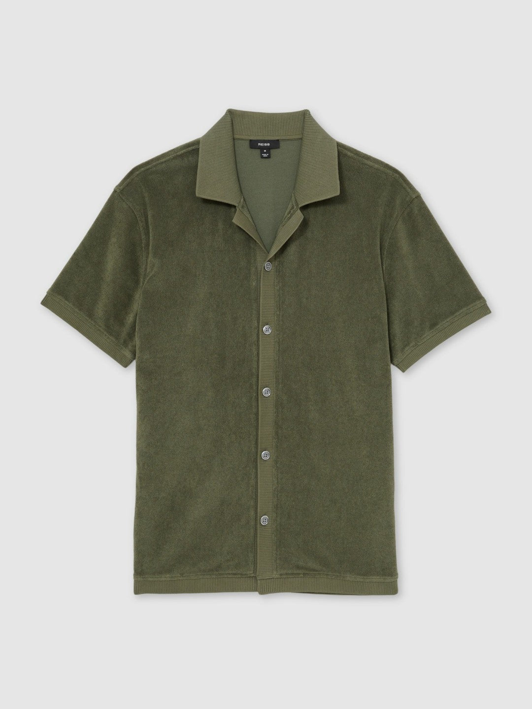 Reiss | Cotton Blend Towelling Shirt in Green