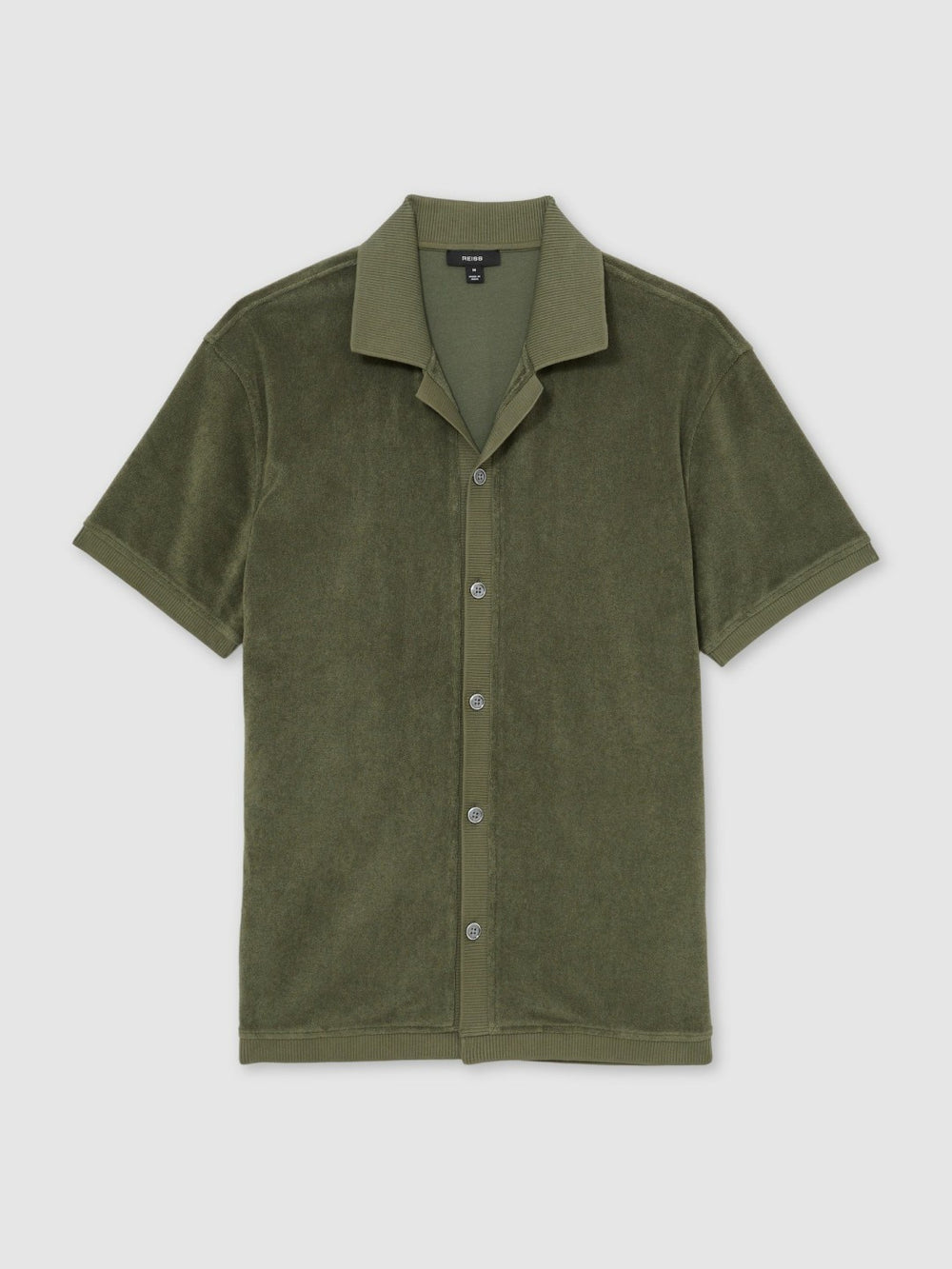 Reiss | Cotton Blend Towelling Shirt in Green