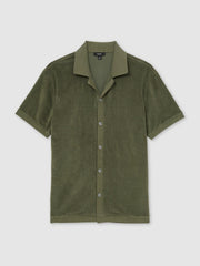 Reiss | Cotton Blend Towelling Shirt in Green