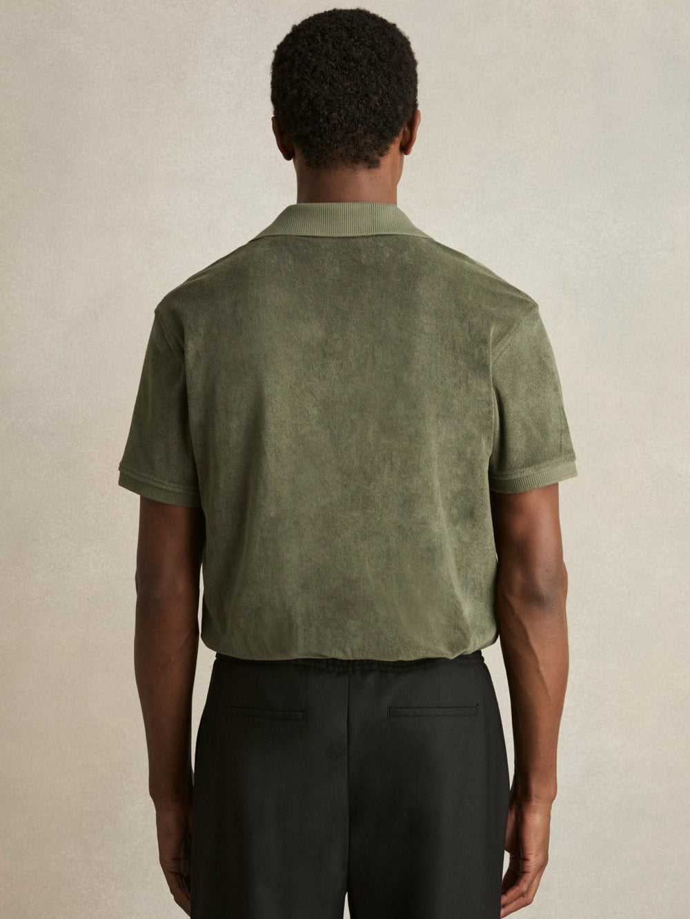 Reiss | Cotton Blend Towelling Shirt in Green