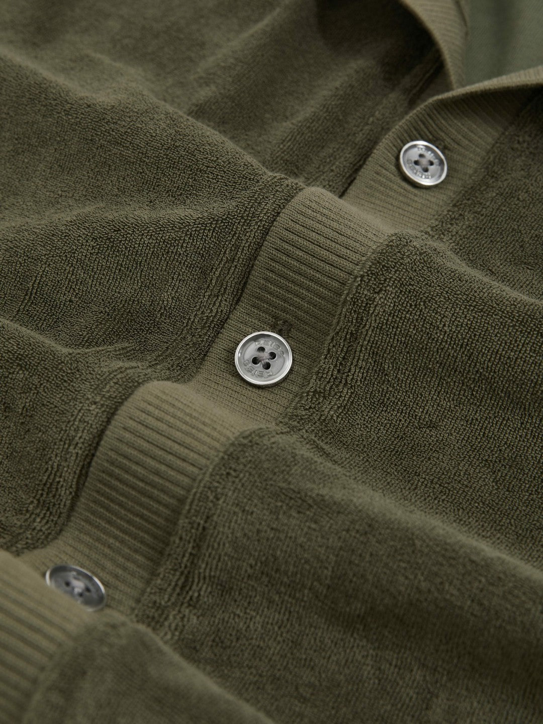 Reiss | Cotton Blend Towelling Shirt in Green