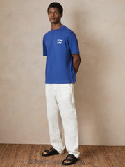 Reiss | | Ché Cotton Palm-Print T-Shirt in Blue
