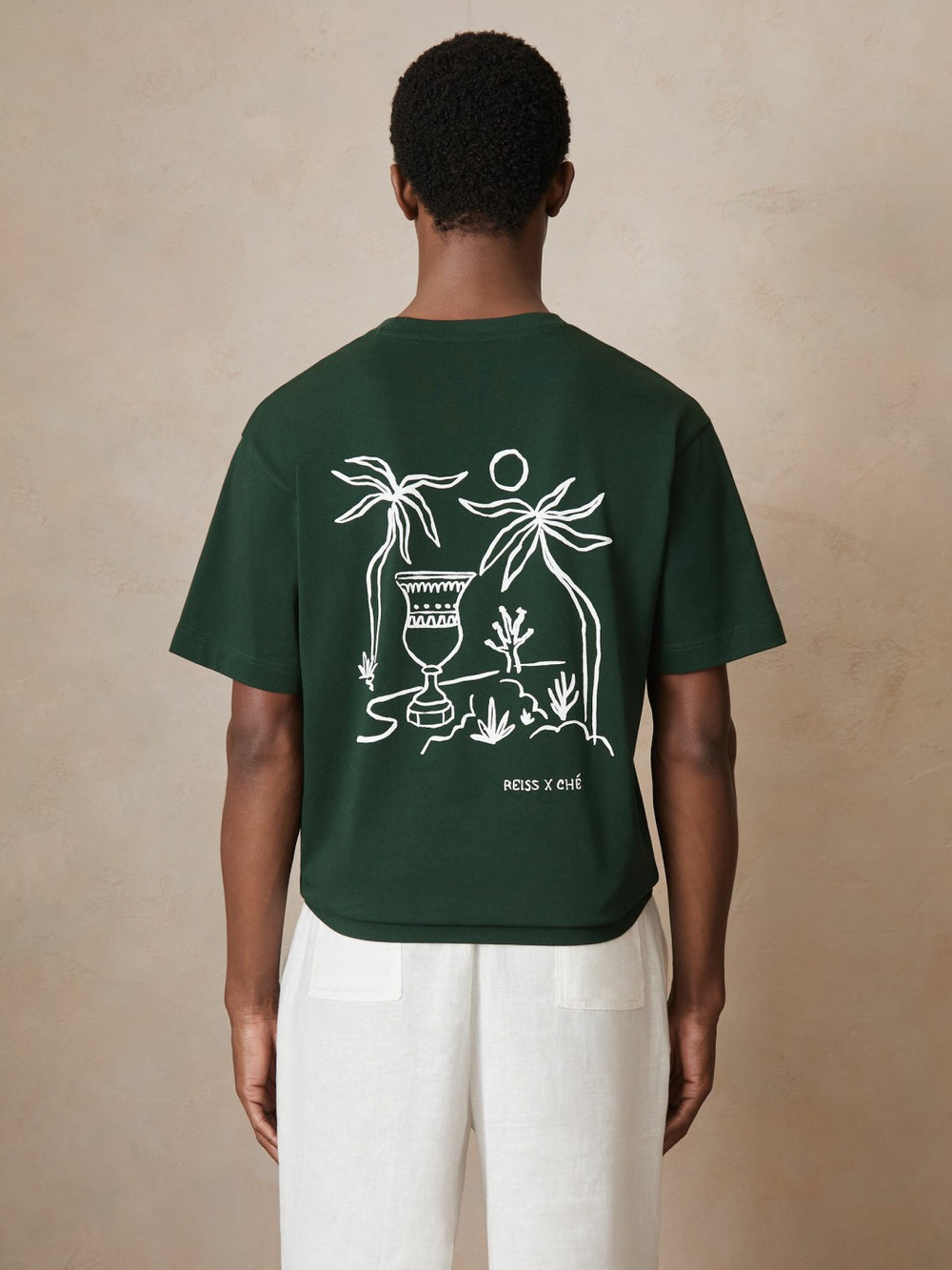 Reiss | | Ché Cotton Palm-Tree T-Shirt in Green
