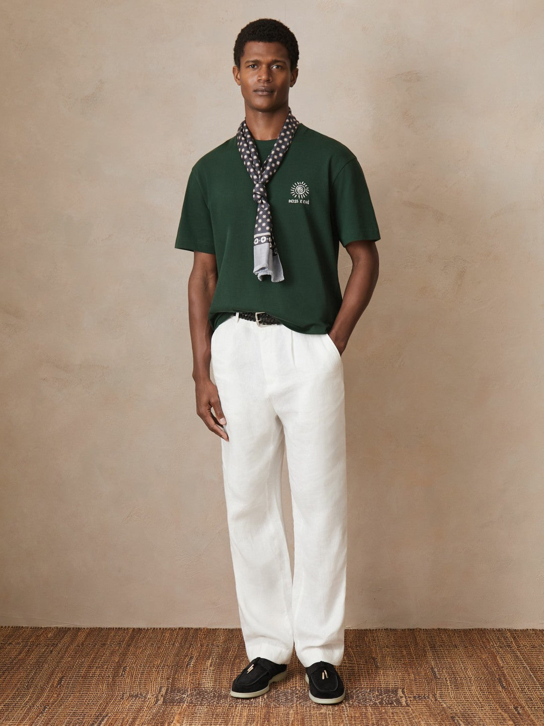Reiss | | Ché Cotton Palm-Tree T-Shirt in Green