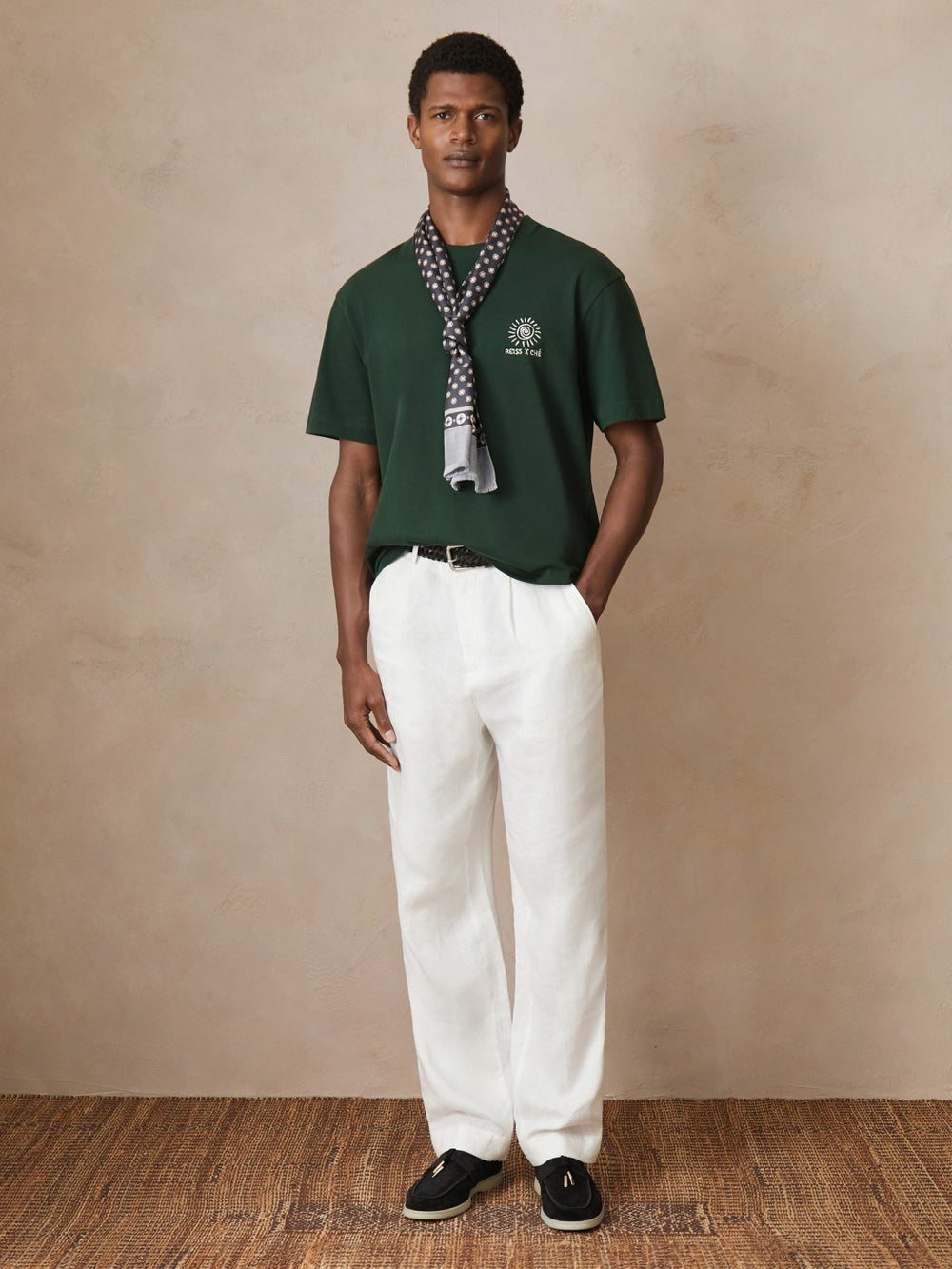 Reiss | | Ché Cotton Palm-Tree T-Shirt in Green