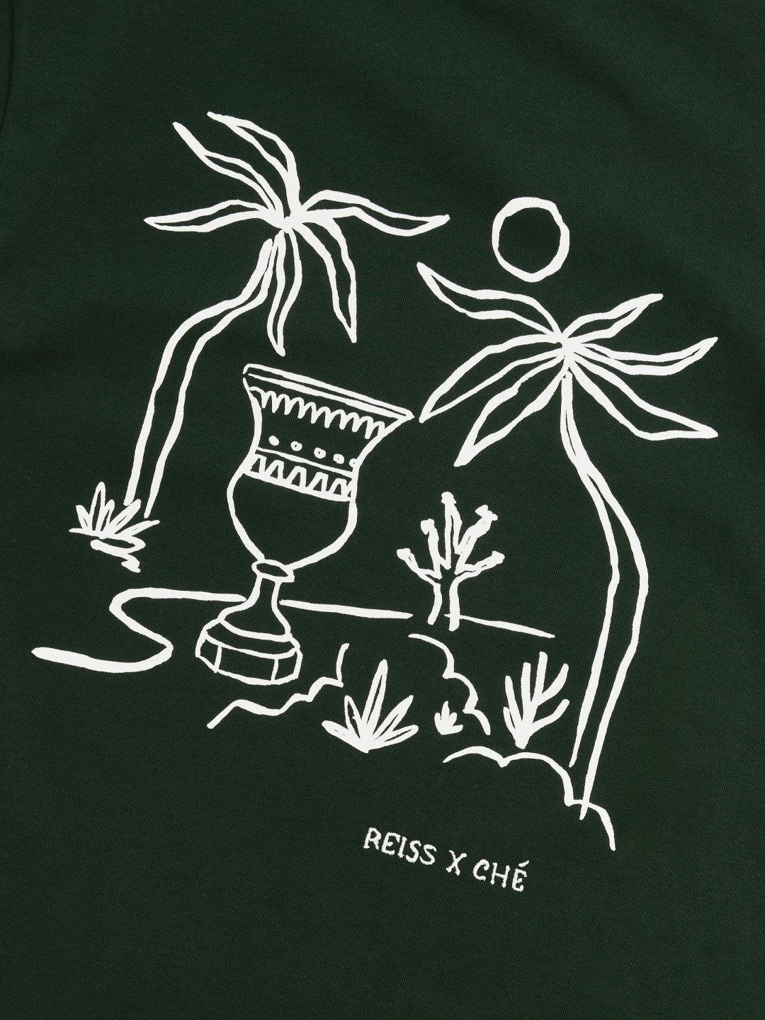 Reiss | | Ché Cotton Palm-Tree T-Shirt in Green