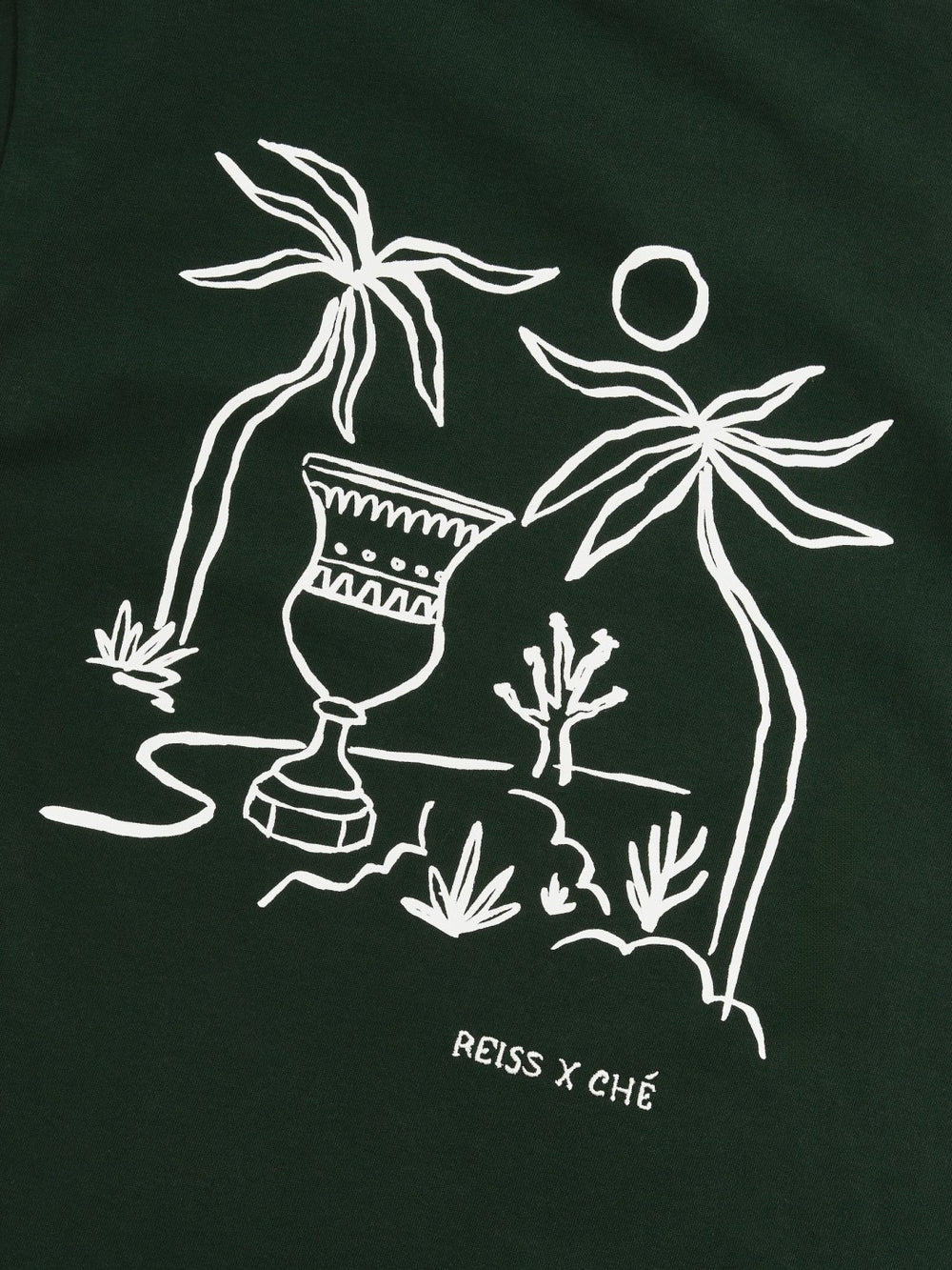 Reiss | | Ché Cotton Palm-Tree T-Shirt in Green