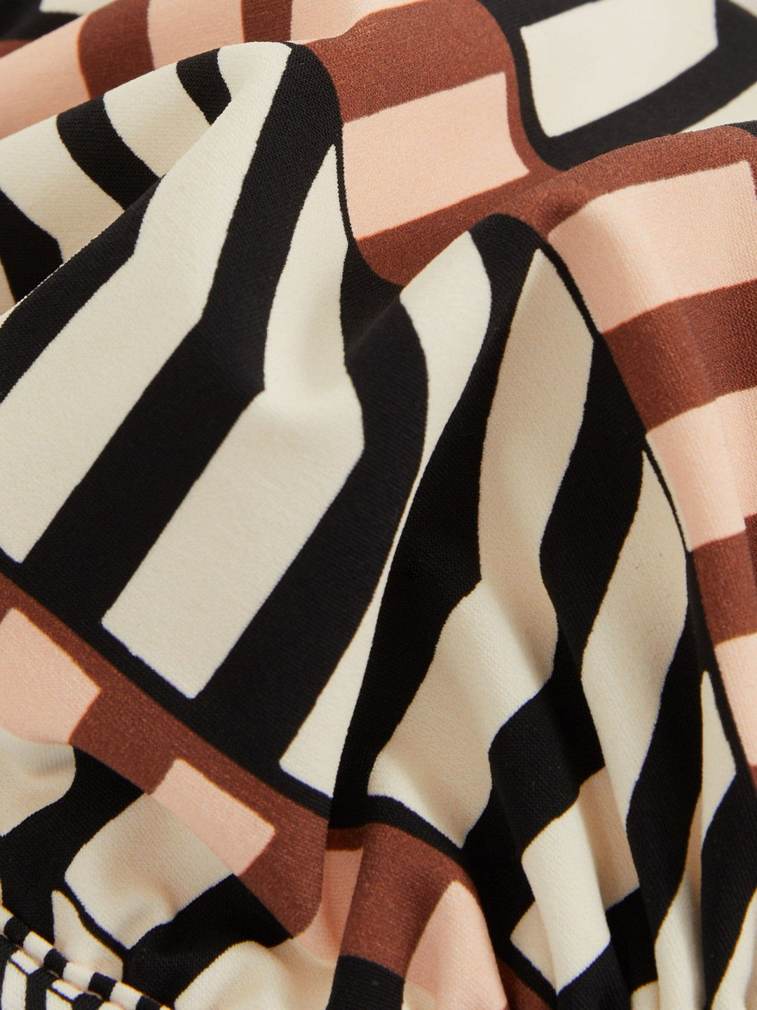 Reiss | Chevron Stripe Underwired Bikini Top in Black/Brown