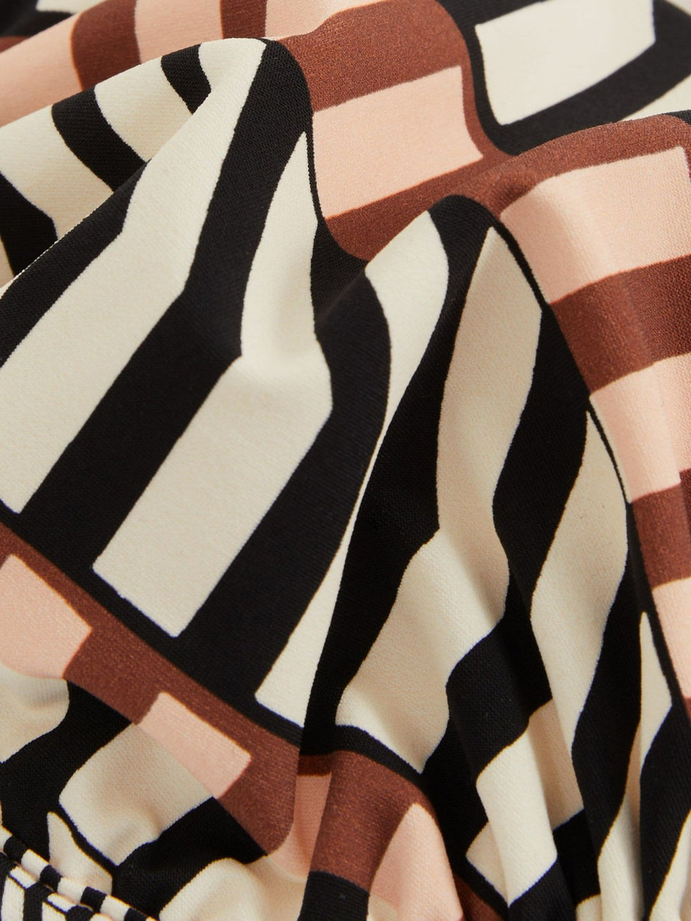 Reiss | Chevron Stripe Underwired Bikini Top in Black/Brown