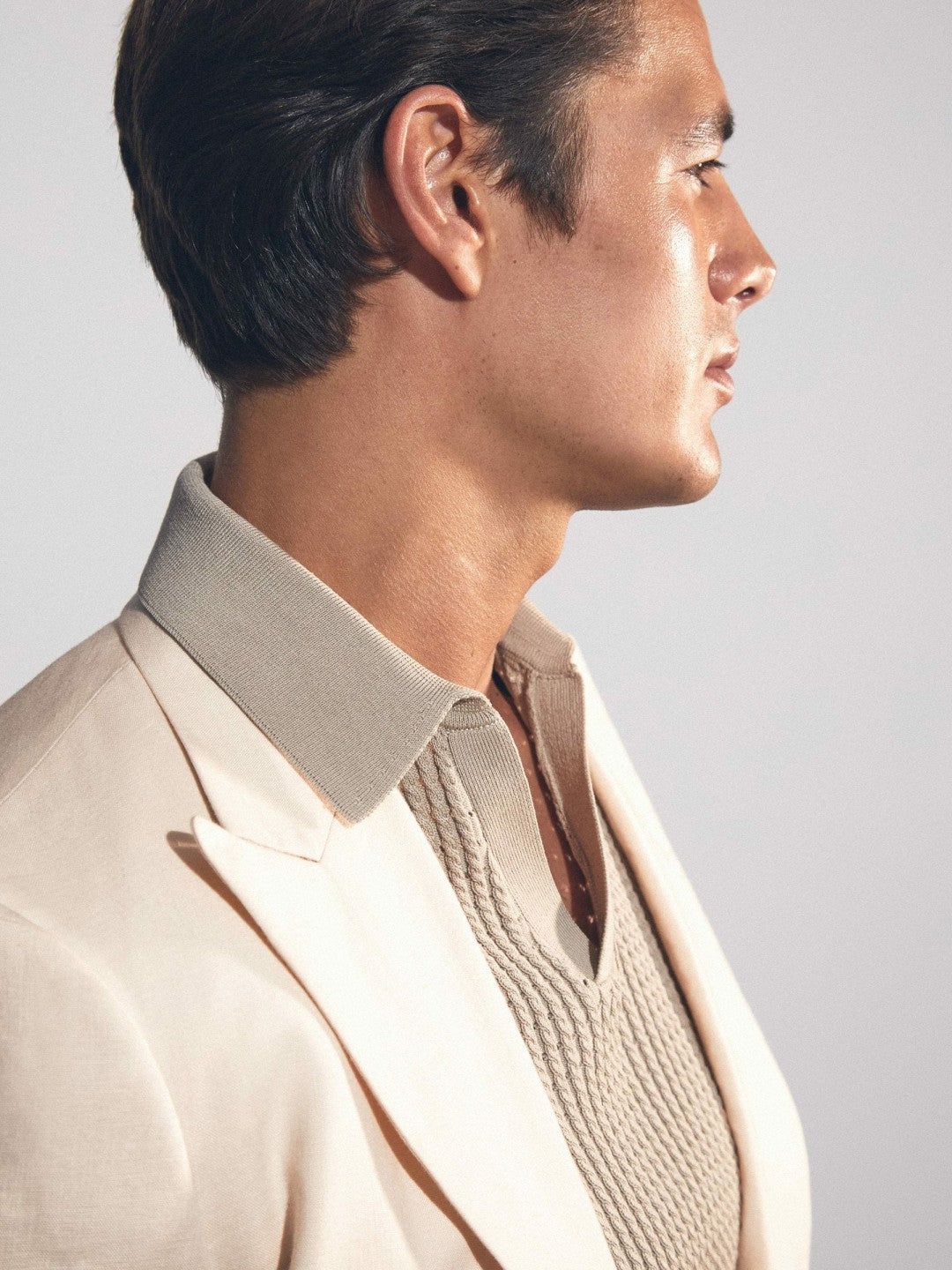 Reiss | Linen Double-Breasted Suit Slim-Fit Blazer in Stone