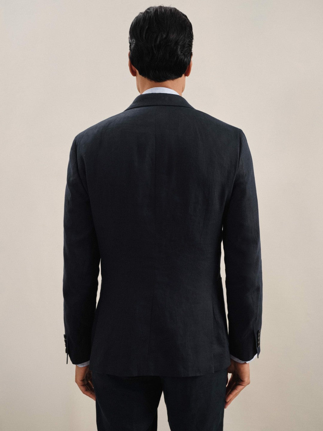 Reiss | Linen Double-Breasted Suit Slim-Fit Blazer in Navy