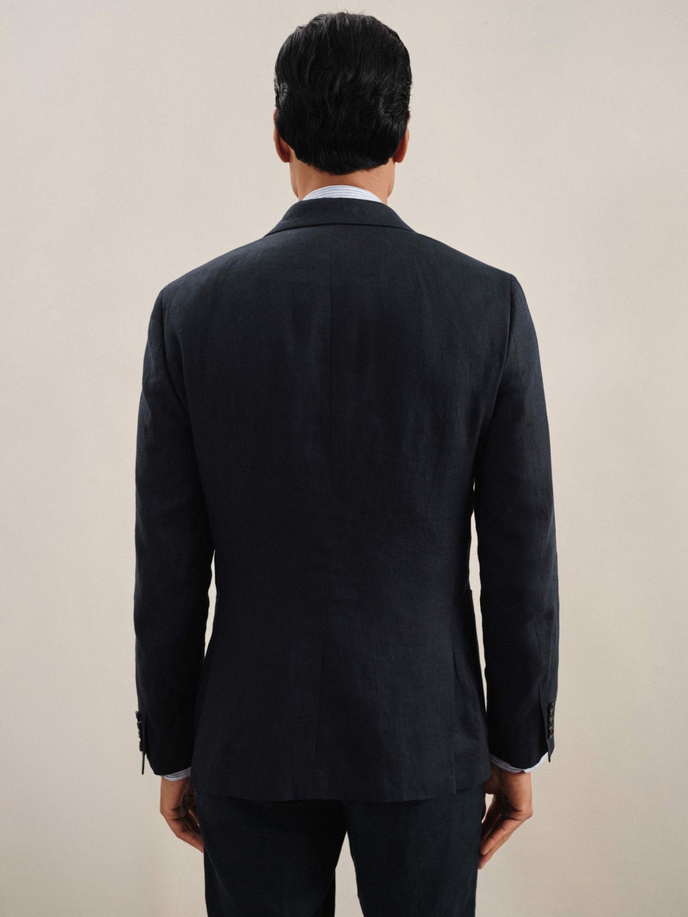 Reiss | Linen Double-Breasted Suit Slim-Fit Blazer in Navy