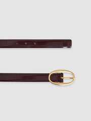 Reiss | Patent Leather Oval Buckle Belt in Oxblood