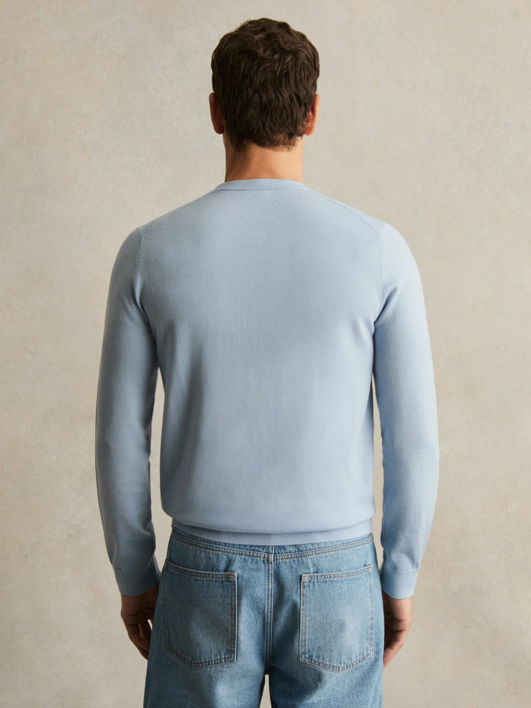 Reiss | Merino Wool Crew Neck Jumper in Soft Blue