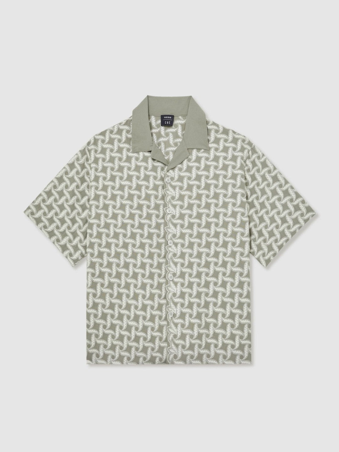 Reiss | | Ché Motif-Embroidered Shirt in Sage/White