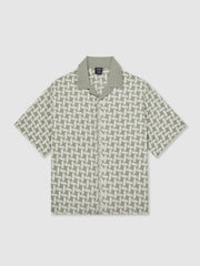 Reiss | | Ché Motif-Embroidered Shirt in Sage/White