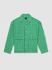 Reiss | | Ché Poplin Stripe Pocket Shirt in Bright Green/White