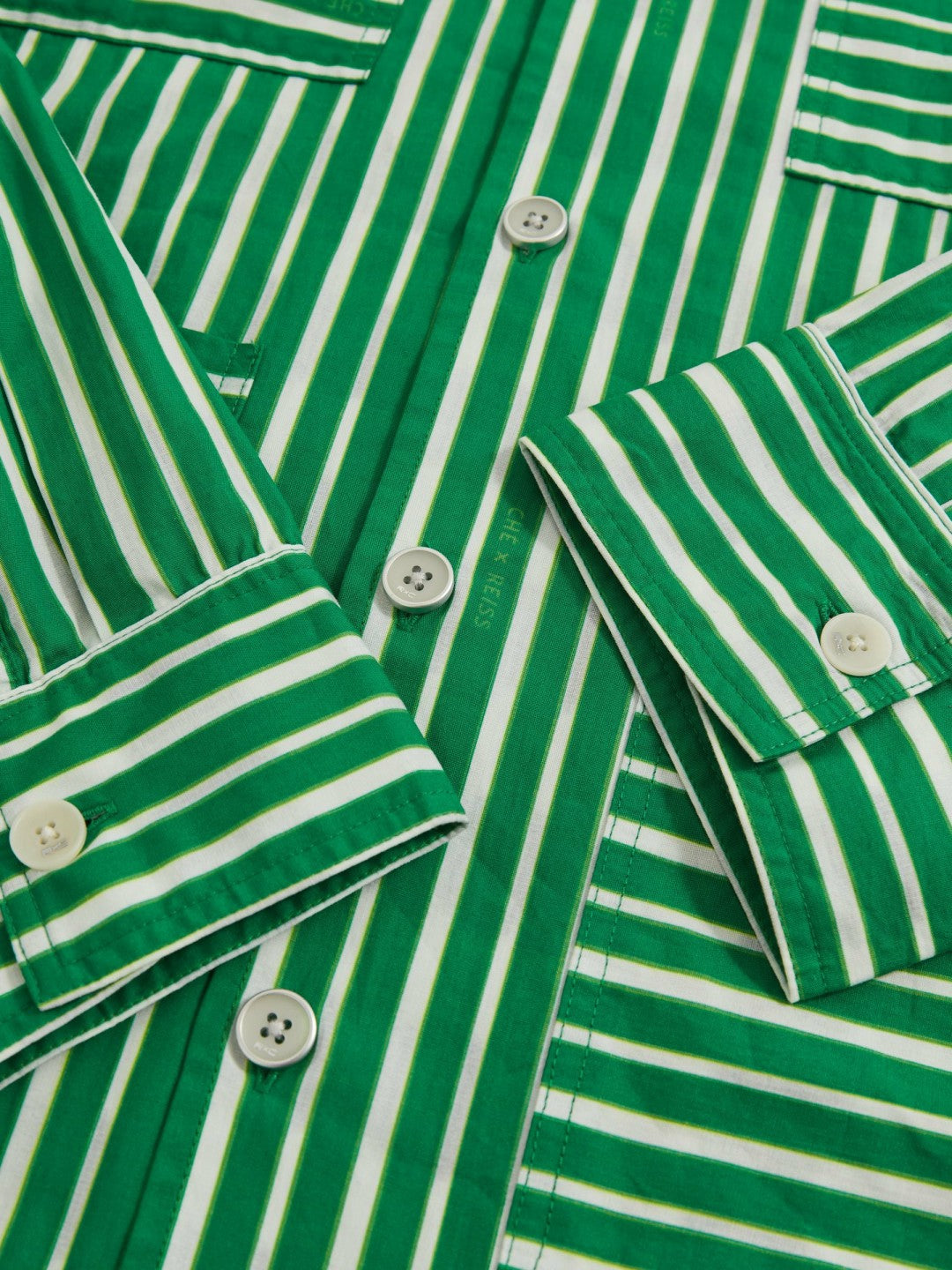 Reiss | | Ché Poplin Stripe Pocket Shirt in Bright Green/White
