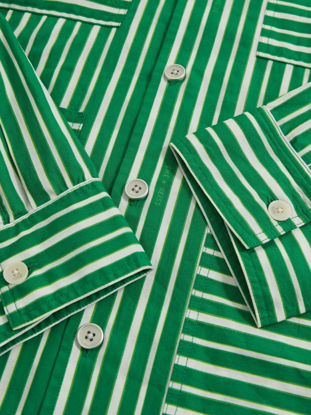 Reiss | | Ché Poplin Stripe Pocket Shirt in Bright Green/White