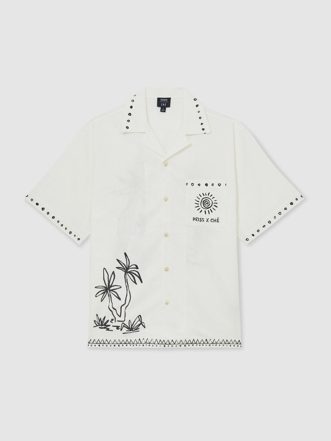 Reiss | | Ché Cotton-Linen Palm Shirt in White