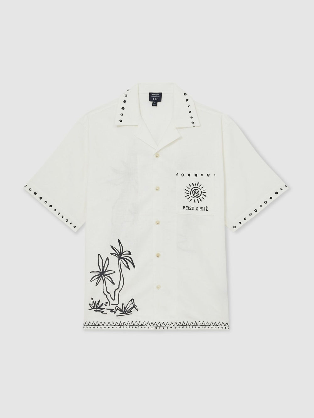 Reiss | | Ché Cotton-Linen Palm Shirt in White