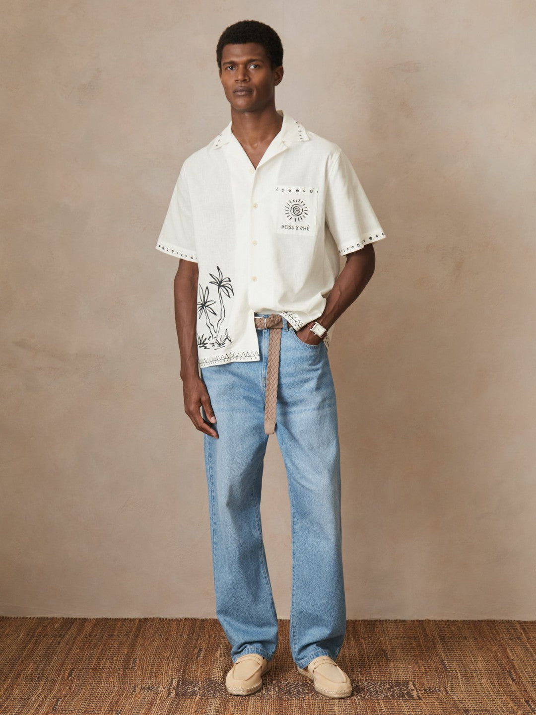 Reiss | | Ché Cotton-Linen Palm Shirt in White
