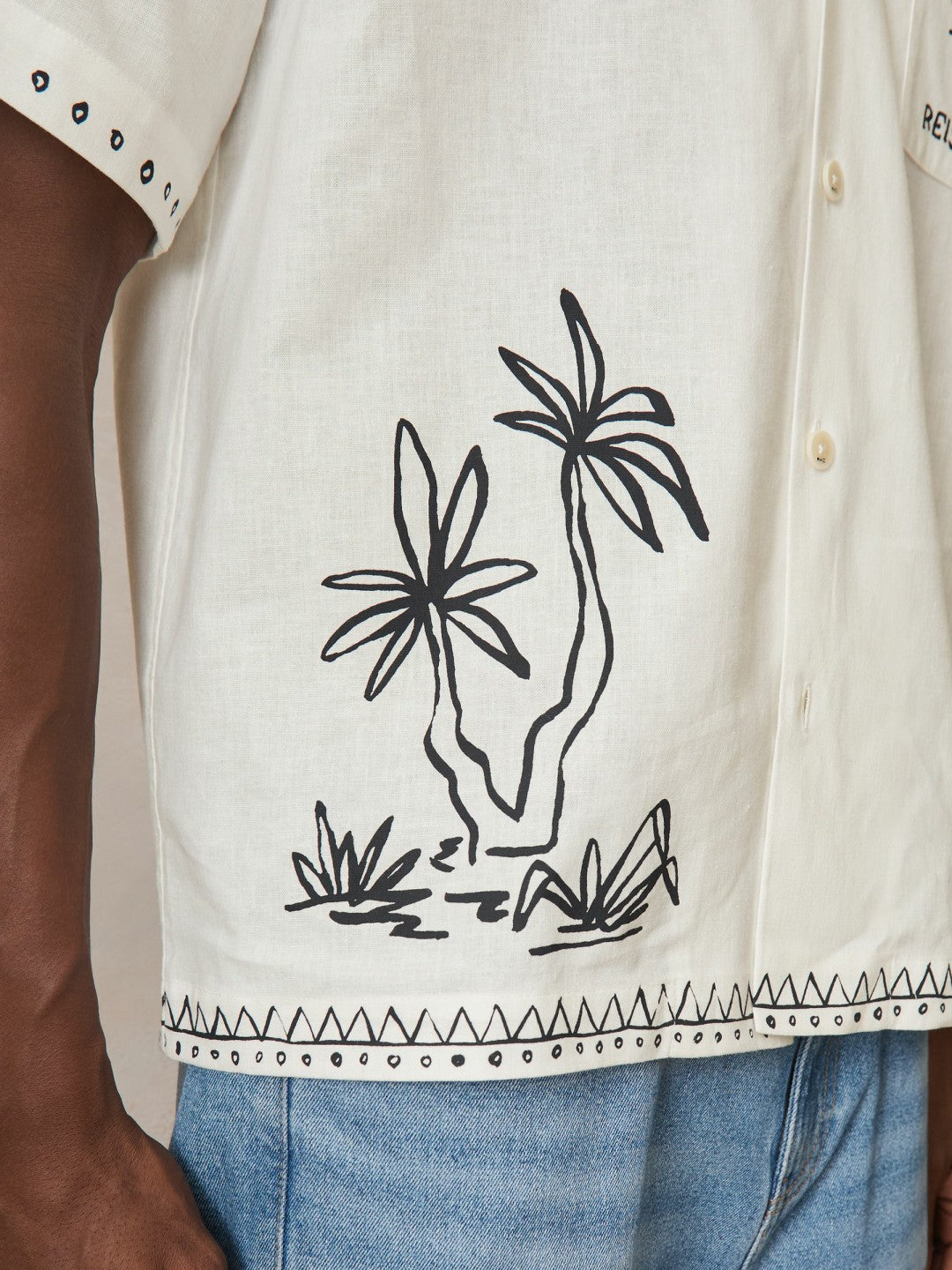 Reiss | | Ché Cotton-Linen Palm Shirt in White