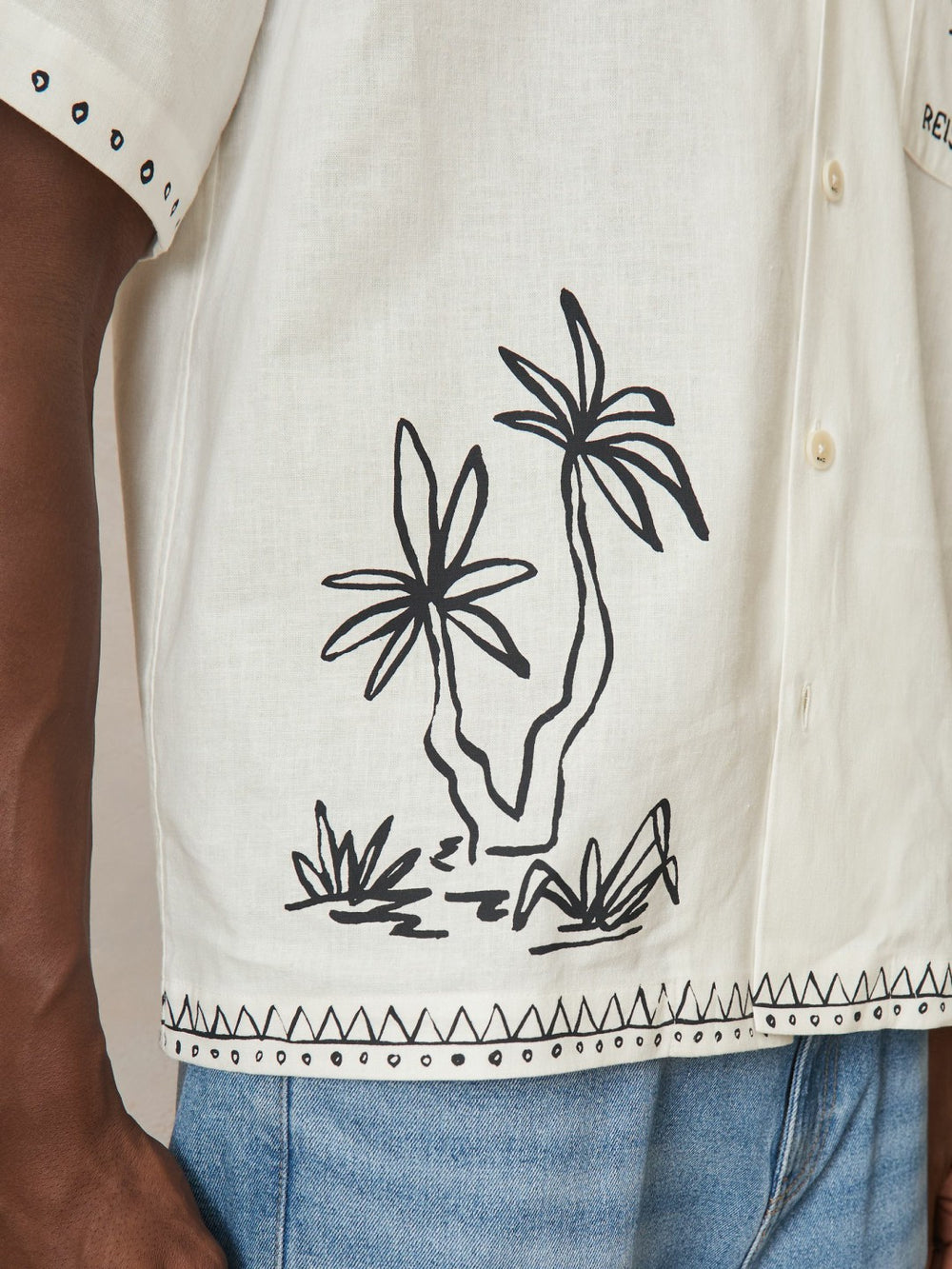 Reiss | | Ché Cotton-Linen Palm Shirt in White