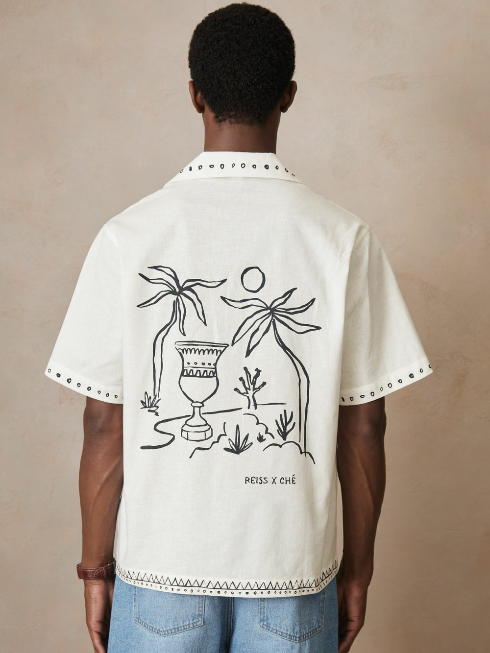 Reiss | | Ché Cotton-Linen Palm Shirt in White