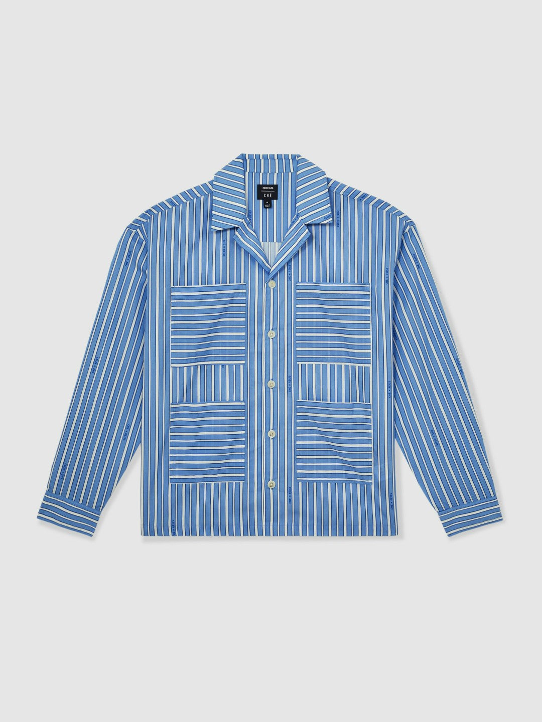 Reiss | | Ché Poplin Stripe Pocket Shirt in Bright Blue/White
