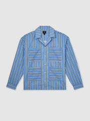 Reiss | | Ché Poplin Stripe Pocket Shirt in Bright Blue/White