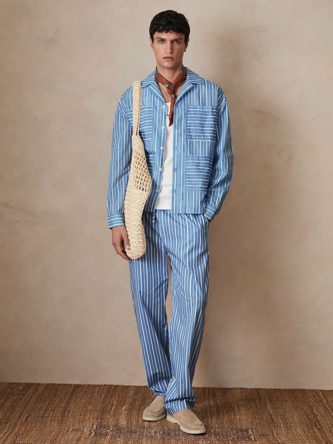 Reiss | | Ché Poplin Stripe Pocket Shirt in Bright Blue/White
