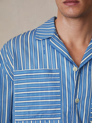 Reiss | | Ché Poplin Stripe Pocket Shirt in Bright Blue/White