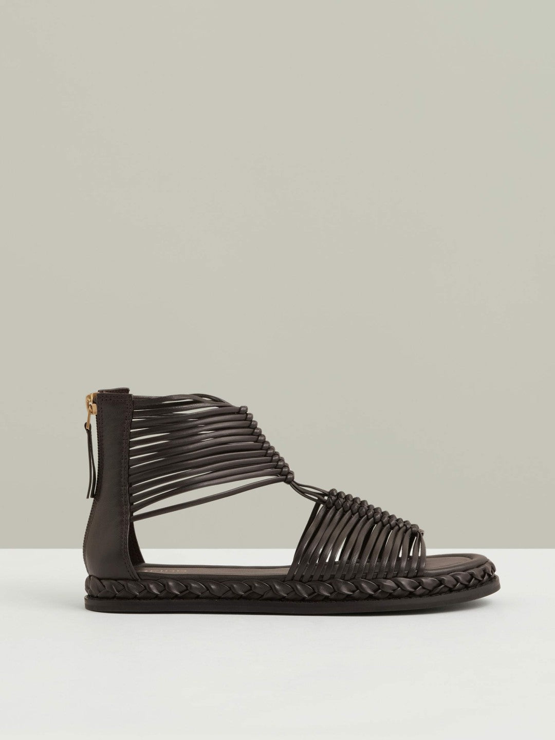 Reiss | Leather Gladiator Sandals in Chocolate