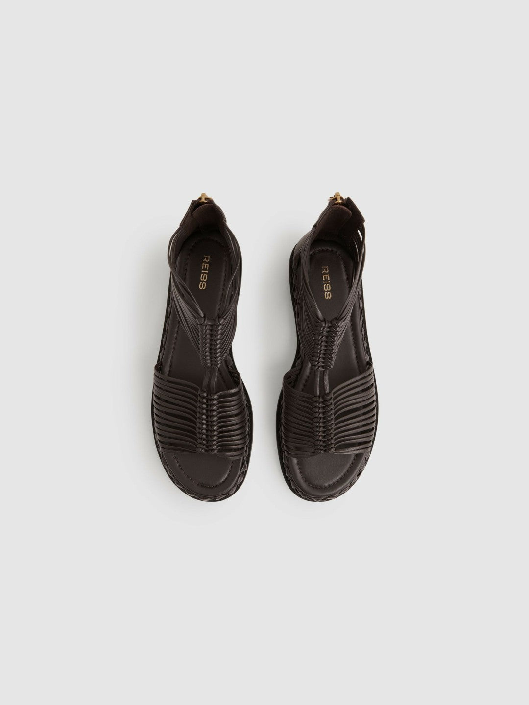 Reiss | Leather Gladiator Sandals in Chocolate