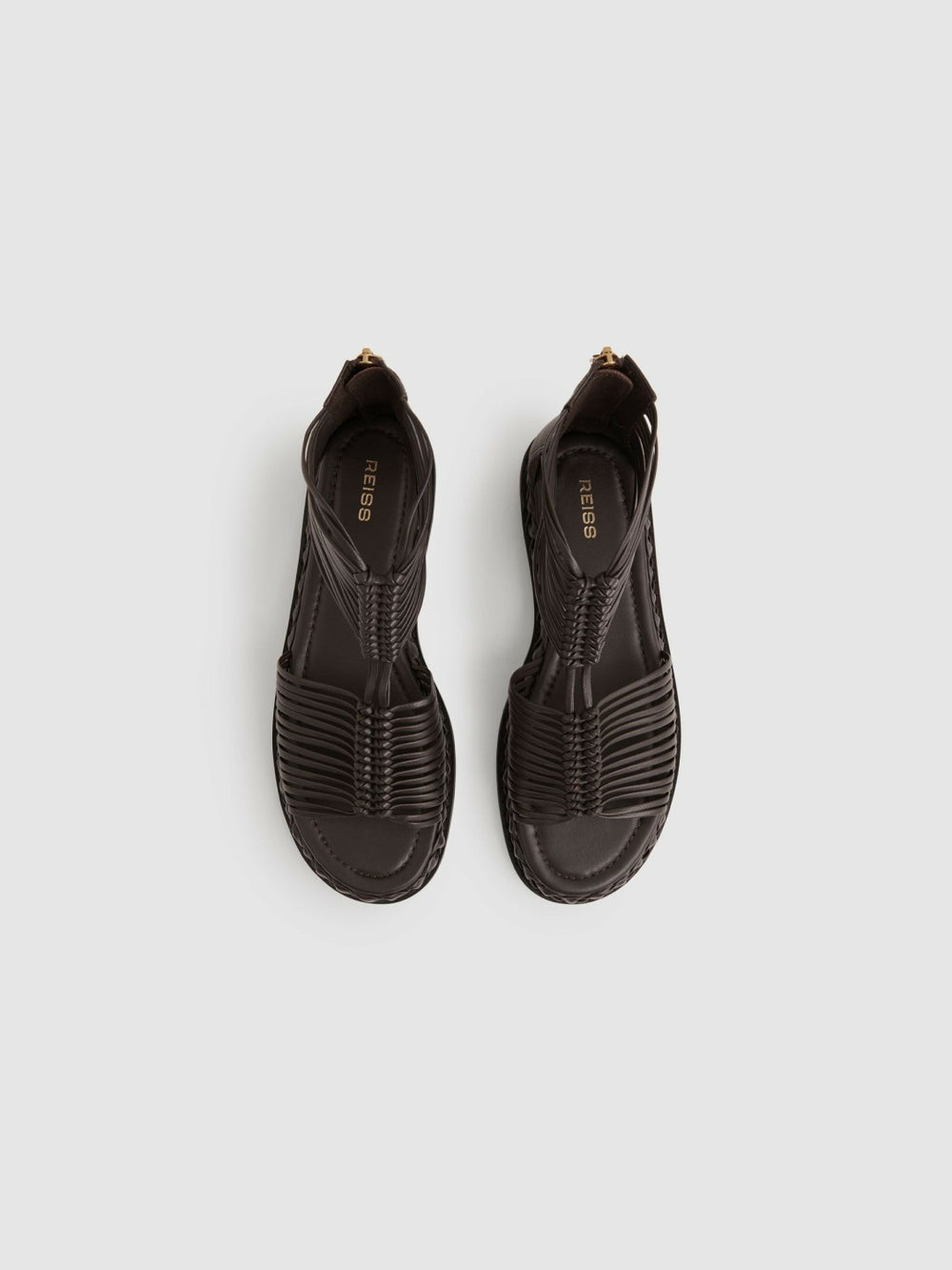 Reiss | Leather Gladiator Sandals in Chocolate