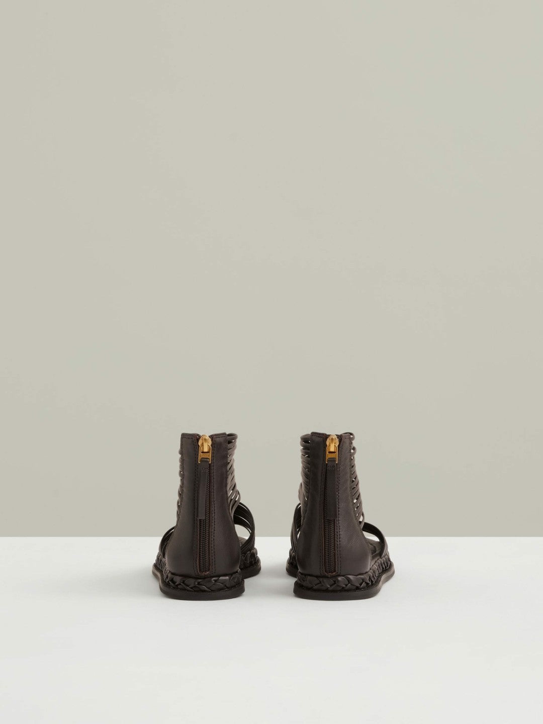 Reiss | Leather Gladiator Sandals in Chocolate