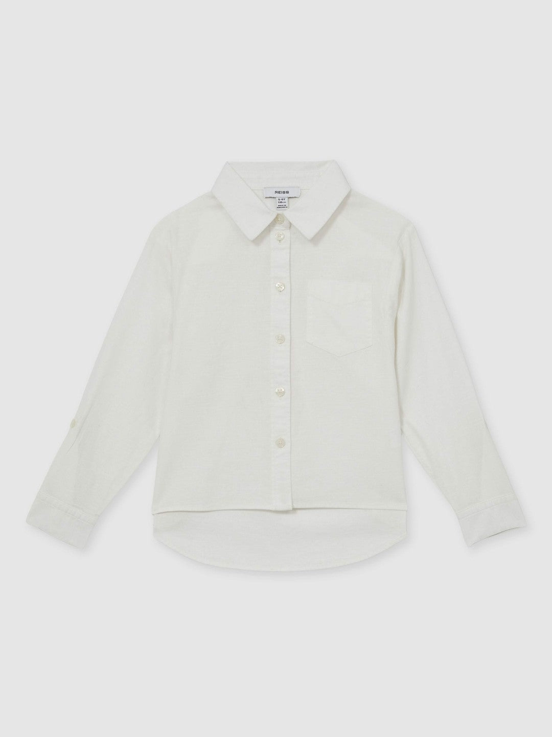 Reiss | 13-14 yrs Linen Roll-Cuff Shirt in Ivory
