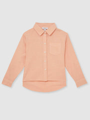Reiss | 4-9 yrs Linen Roll-Cuff Shirt in Peach