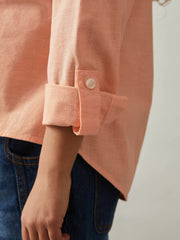 Reiss | 4-9 yrs Linen Roll-Cuff Shirt in Peach